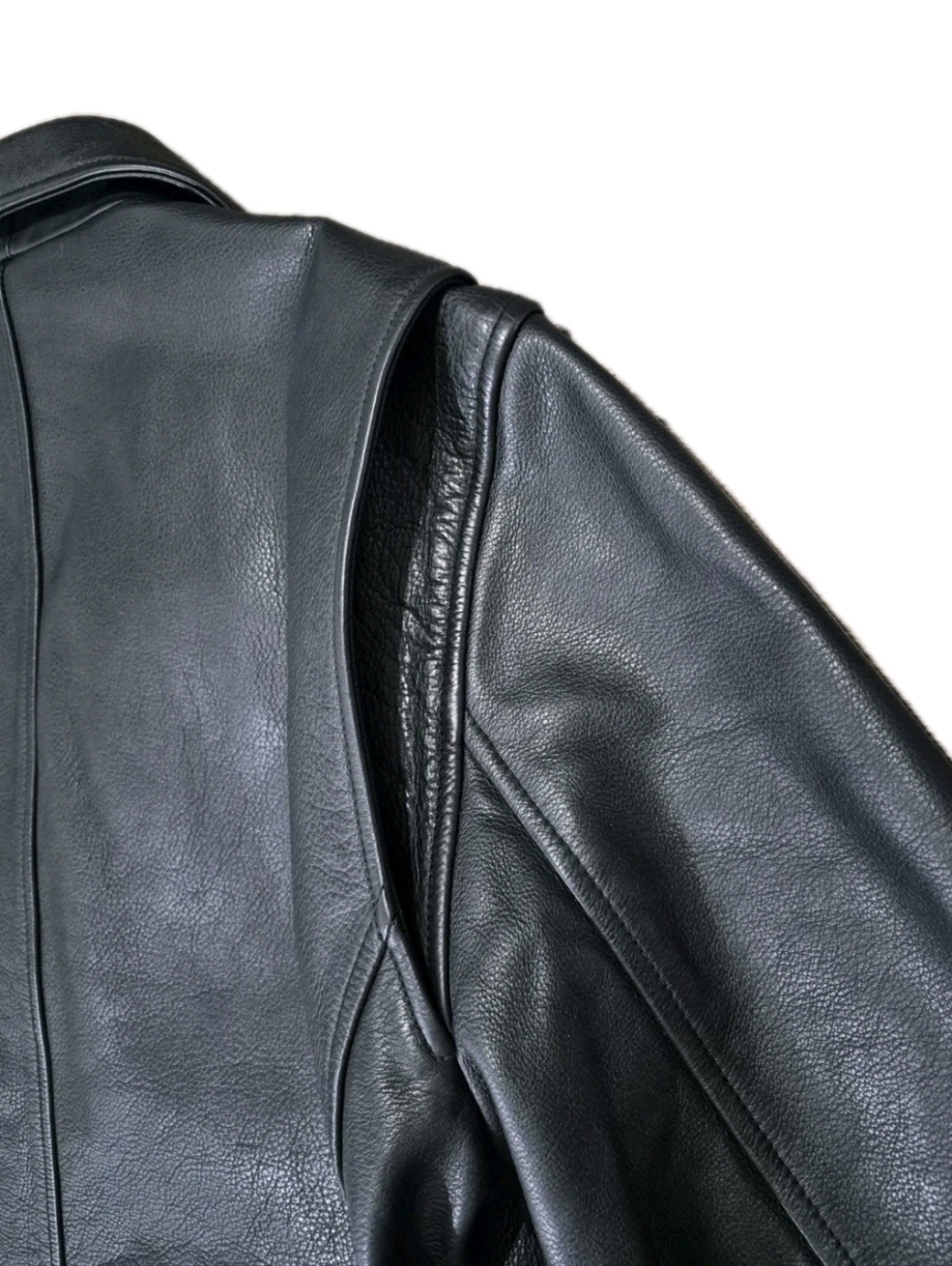 GAP Black Peebled Leather Biker Jacket Size L. - Picture 9 of 15